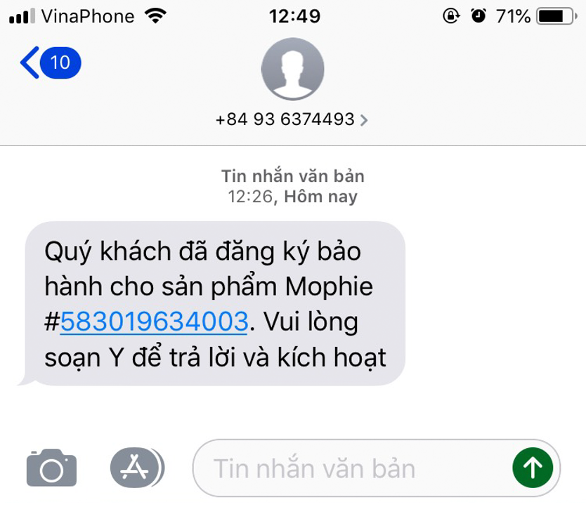 Tin nhắn xác nhận đăng ký